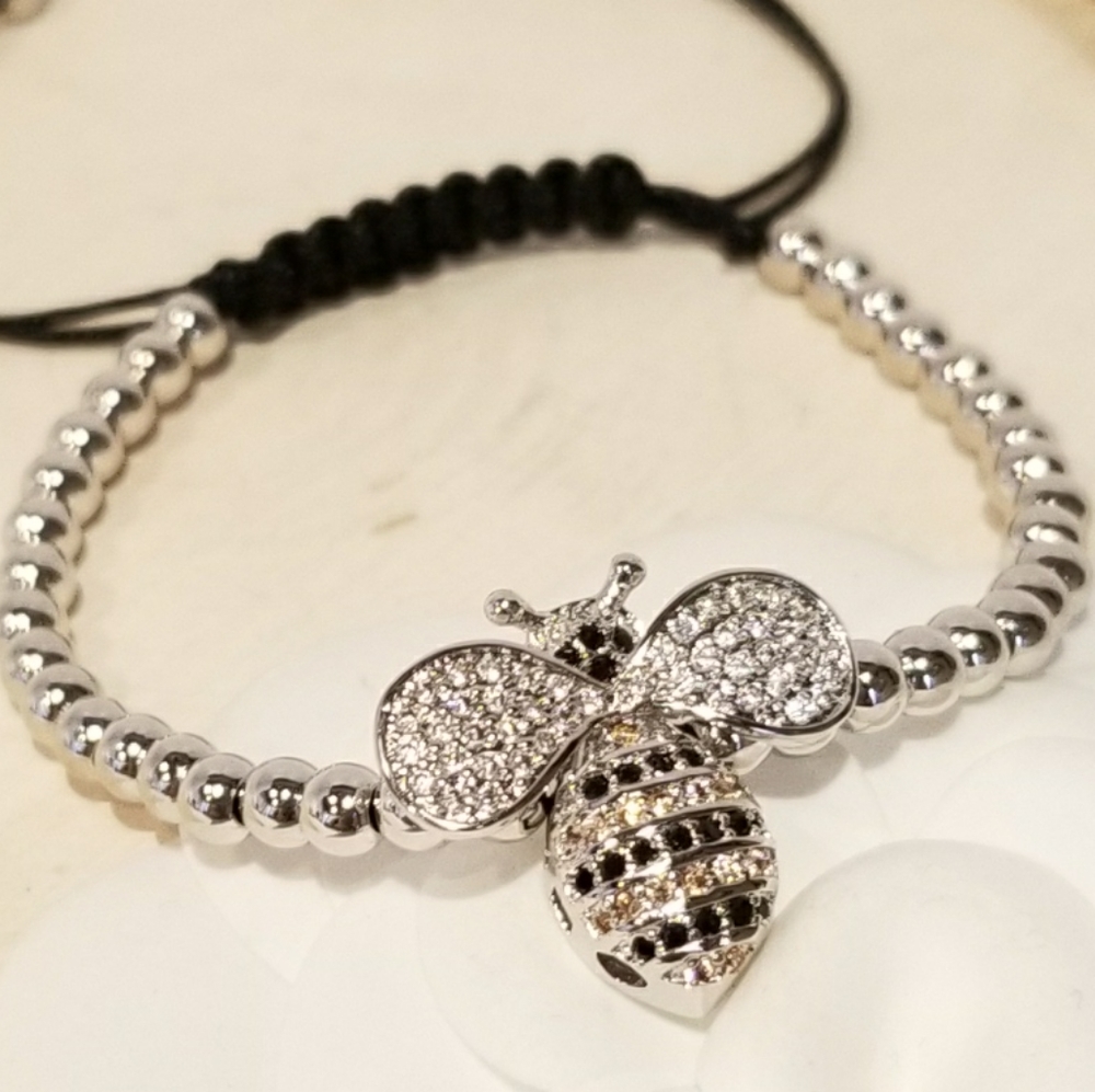 NEW Bumble Bee Pave CZ draw strings bracelet